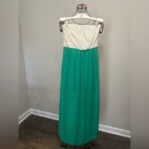 As U Wish Green and White Strapless Sundress for Weddings